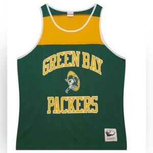 NWT Mitchell & Ness Throwback Green Bay Packers Football Tank Top Embroidered- S